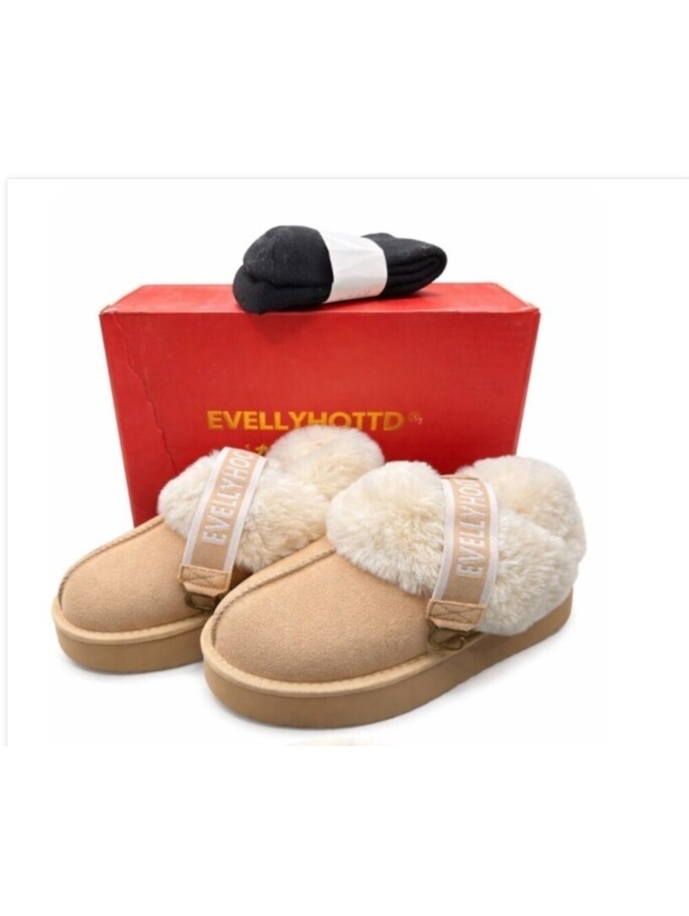 EVELLYHOOTD 2411 2-Straps Furry leather platform slippers Sz11 (see chart) NWT